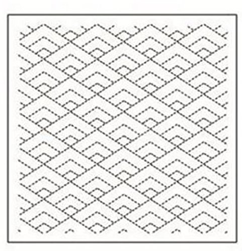 Sashiko Fabric - Pre-Printed Panel - 6 Block Traditional Design Sampler - Indigo Kona Cotton #TOP3