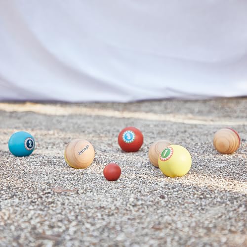 Janod, Applepop Children’s Boules Set Game of Skill, 6 Boules Balls + 1 Jack + 1 Bag, Kids’ Outdoor Game, FSC Wood Toy - Image 4