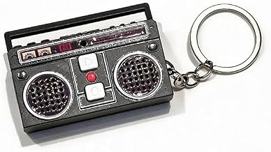 Retro Radio Voice Recorder Keychain – 60 Seconds Recording Time, Built-in Speaker, Cute Keychain for Bag & Keys, Unique Voice Recorder Keychain with Vintage Boombox Design, Fun Retro Gift