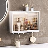 Roqao Wall Mounted Makeup Organizer, Large Capacity Dustproof Wall Storage for Bathroom & Bedroom Cosmetic Organizes Hair Tools Perfumes Multi-Use Display Case & Office Organizer