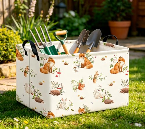 Image of CLOCOR Rectangular Storage Basket,Collapsible Storage Bin,Waterproof Books Box(Fox)