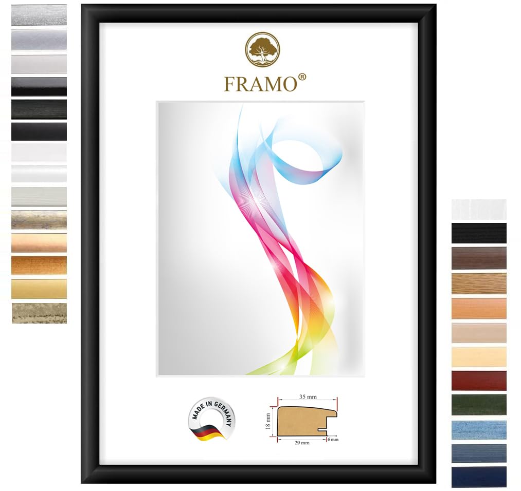 FRAMO Marco de fotos de madera 75 x 105 cm (Tamaño de la imagen) en negro mate | Tamaño seleccionable | Carteles | Rompecabezas | Collage | Personalizado