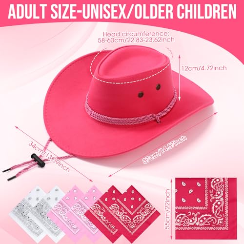Image of Zhanmai 12 Pcs Cowboy Hat and Bandana Cowboy Cowgirl Hats Bulk Western Party Costume Halloween Accessory