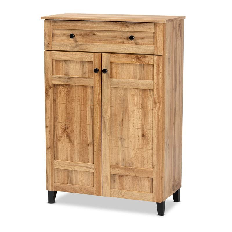 Baxton StudioGlidden Modern and Contemporary Oak Brown Finished Wood 1-Drawer Shoe Storage Cabinet