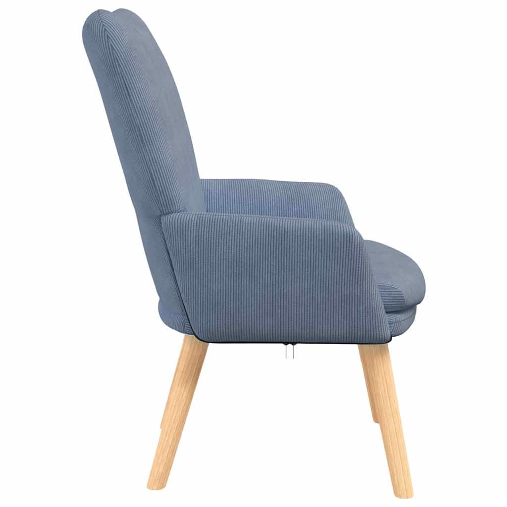 Poltrona Blu in Tessuto con Braccioli Imbottiti e Gambe in Legno Massello 63 x 67 x 94 cm, Seduta Morbida e Calda per Soggiorno, Ufficio, Relax e Lettura