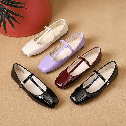 T-Shaped Buckle Strap Mary Jane Flats for Women Dressy Ballet Flats Shoes Business Office Slip On Casual Shoes2