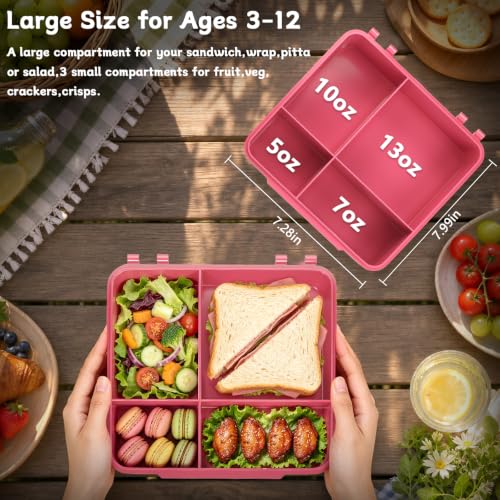 Image of Kids Lunch Box with Lunch Bag Bento (Pink)