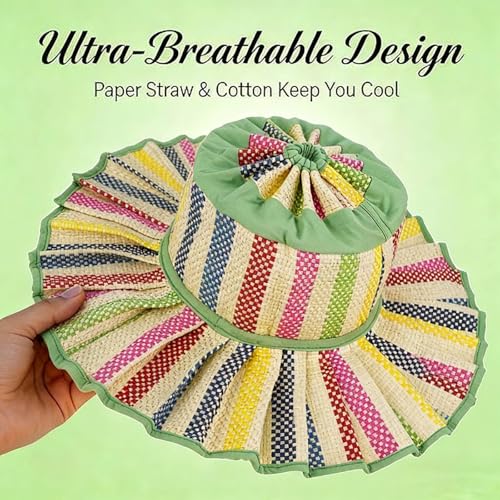Sombrero reversible de paja para mujer tipo bucket miniatura 7