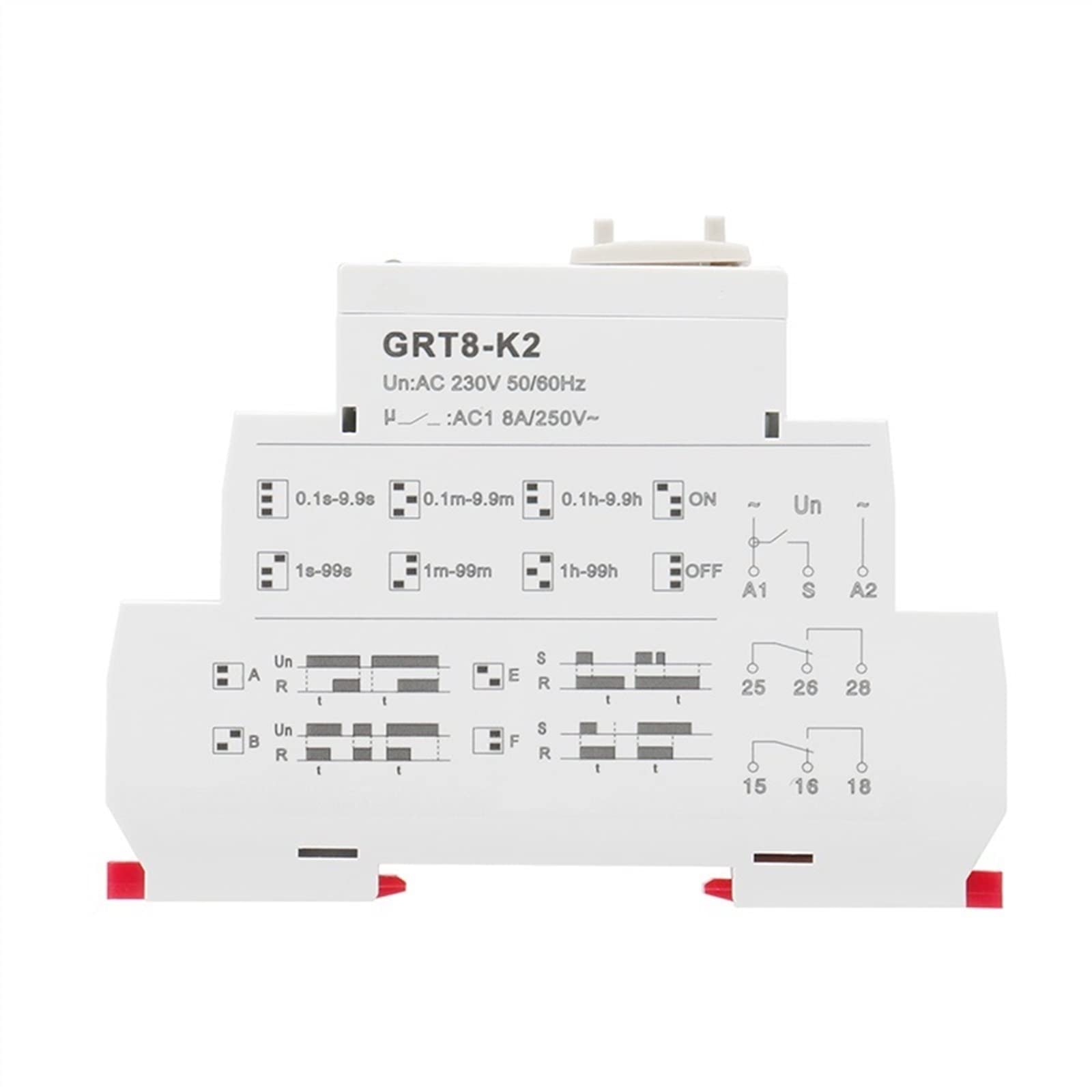 GRT8-K Impostazione Digitale Relè Timer AC DC 12V 24V 220V 230V Multifunzione Ritardo On Off 1 Pz(GRT8-K1 AC230V)