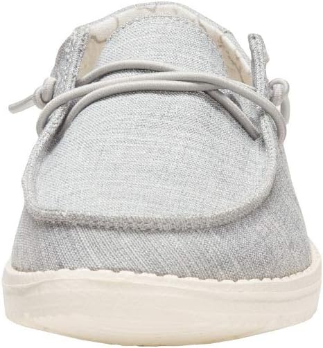 HEYDUDE Girl's Wendy Toddler Linen Grey Size 6 | Girl’s Shoes | Girl’s Lace Up Loafers | Comfortable & Light-Weight