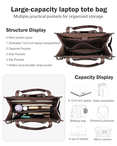 Maletín para laptop FADEON de cuero sintético para mujer miniatura 5