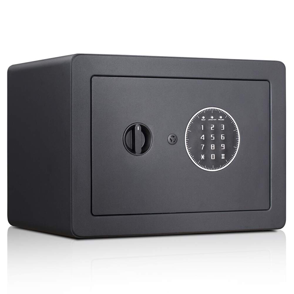 Digital Security Safe,35x25x25cm Large Lock Box, Solid Steel Construction with Deadbolt Lock Wall-Anchoring Design for Home Hotel Gun Medication,Black