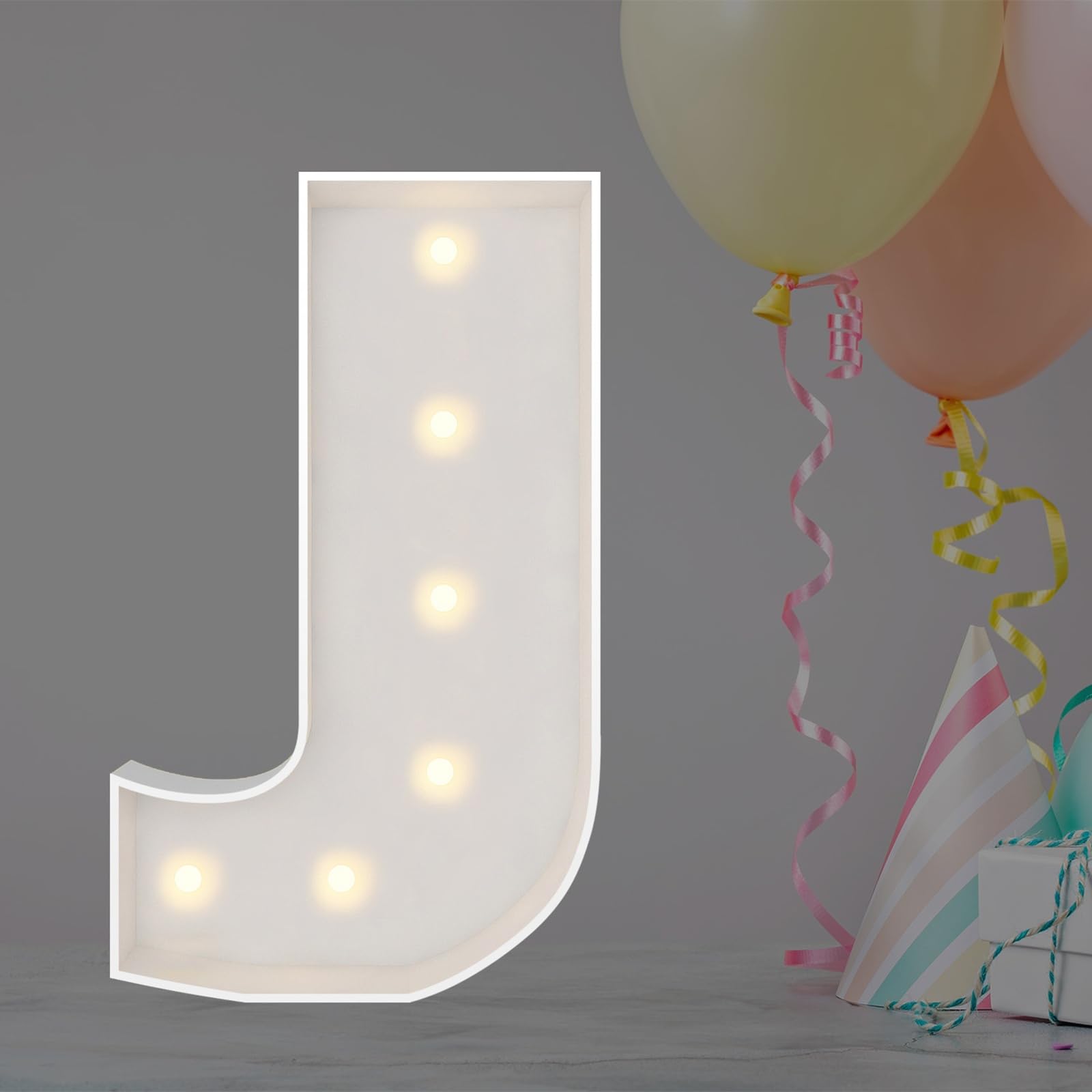 JoyBox Design 2FT Marquee Light Up Letters Numbers, Mosaic Balloon Frame, Party Decoration for Birthday, Wedding, Anniversary, Graduation – Letter J