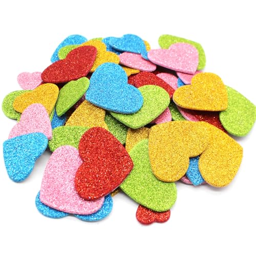 200Pcs Mini Heart Shapes Glitter Stickers Valentines Day Love Decorative Sticker for Scrapbooking or Embellishment Colorful Glitter Heart Stickers for Valentines Day Crafts DIY Greeting Cards