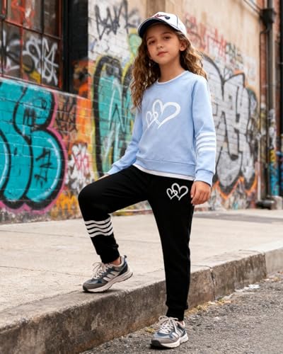 Image of OLMRJKD Kids Toddler Girls Clothes Figure Graphic Drop Shoulder Top Pullover Spotted Print Pants Fall Winter Outfit Set