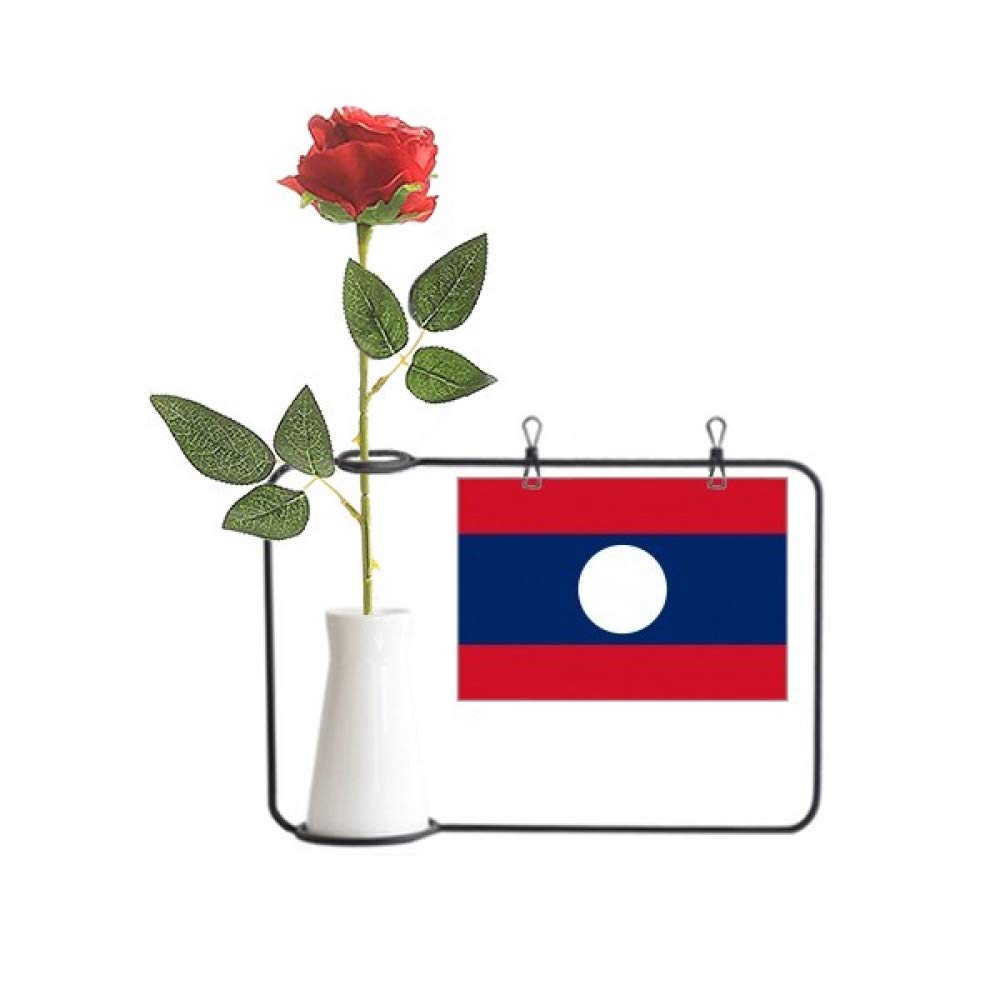 Rose artificielle suspendue avec drapeau Laos : bouteille déco intérieure
