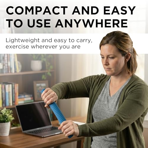Image of THERABAND FlexBar, Flex Bar, Physical Therapy, Tennis Elbow, Blue | Flex therapy bar for physical therapy, wrist and forearm exercise, with non slip grip and compact design