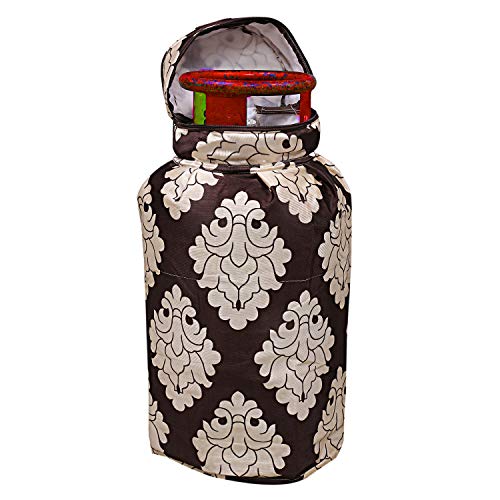 Image of Kuber Industries Cotton 2 Pieces Cylinder Cover (Gold & Brown) -CTKTC6922, Standard