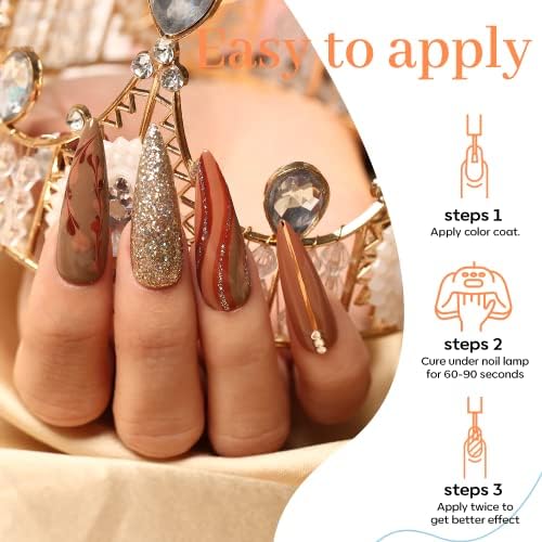 Modelones Gel Nail Polish 6 Colors Nude Brown Glitter Christmas Gel Polish, Thanksgiving Gel Nail Polishes, Soak Off French Manicure Nude Gel Polishes, LED Cured for Nail Art Kit