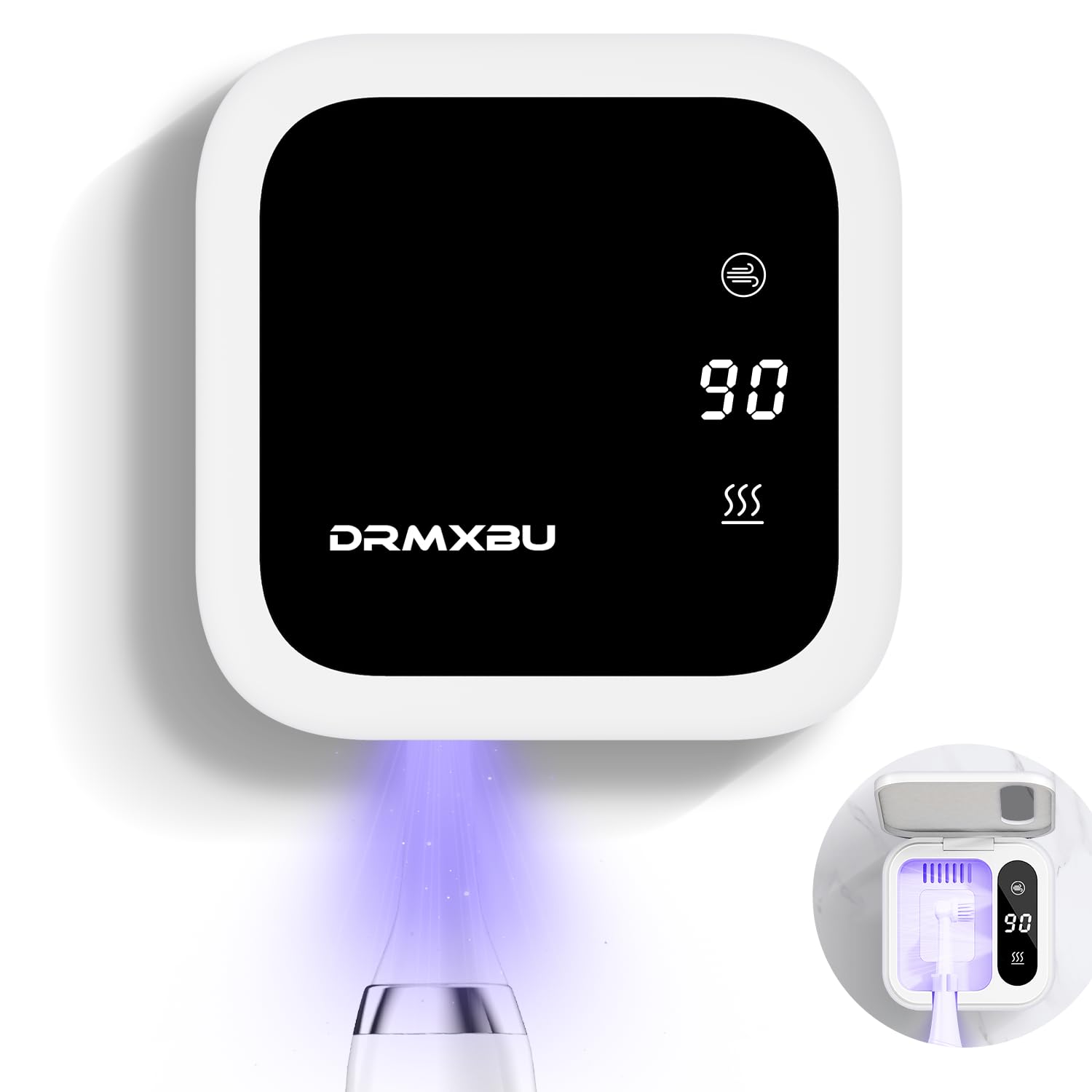 Toothbrush Sanitizer Case and Holders, DRMXBU Wall Mounted Toothbrush Holder with LED Screen, Rechargeable Travel Toothbrush Cleaner Case with Light