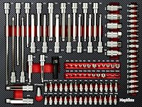 Mephisto 6 Werkzeugeinlagen Werkzeug wie Ratschen-Set, Steckschlüsselsatz, Bit-Satz, Zangenset, Schraubendreherset, Innensechs- kant und -rund, Ratschenringmaulschlüssel in Soft Inlay mit Carbon Lock – Ansicht 3