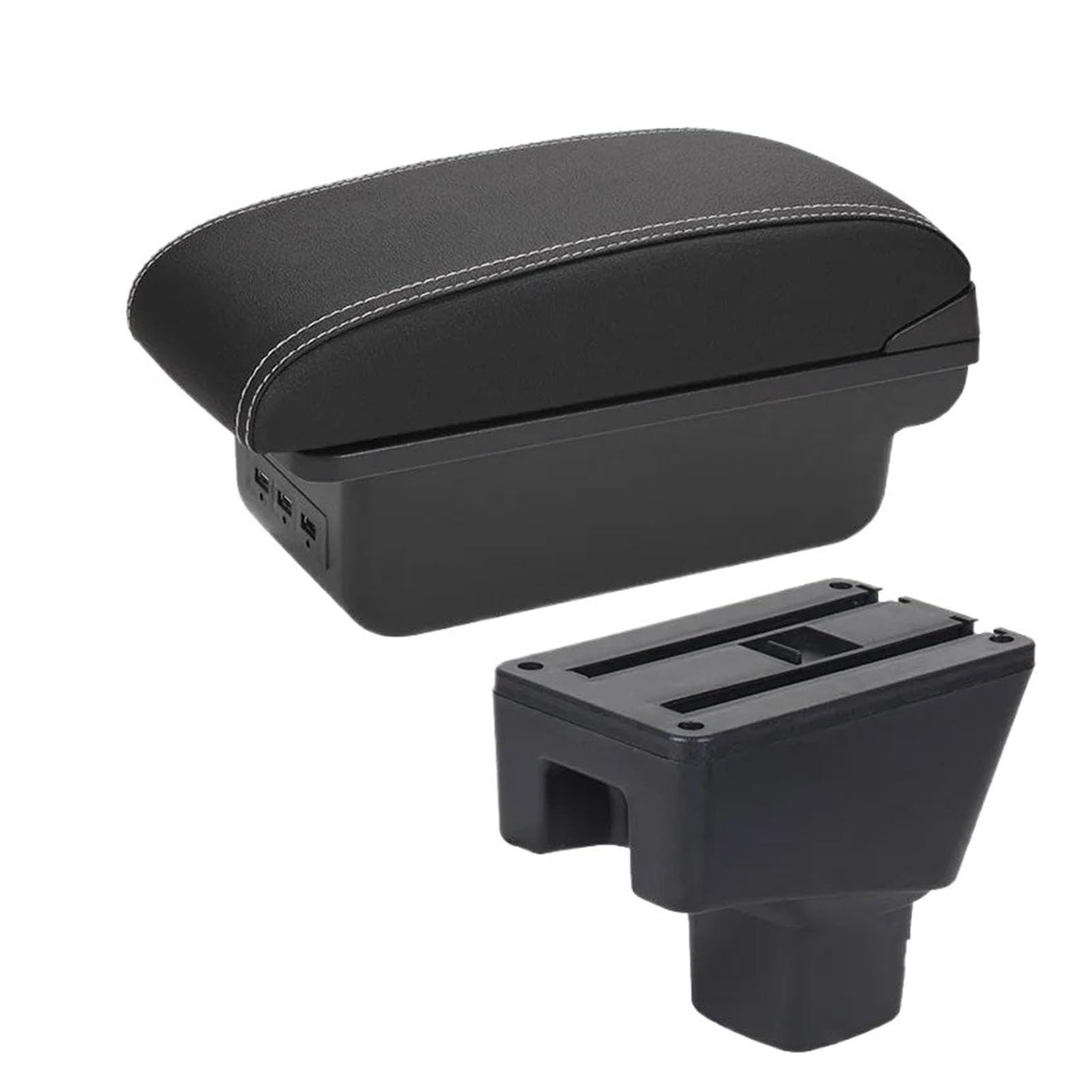 Hguvsjd Armrest Box For Suzuki SX4 Interior Parts Armrest Retrofit Storage Box Accessories Car Armrests(B Black white 3USB)