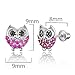 925 Sterling Silver Rhodium Plated Red Owl Cubic Zirconia Screwback Baby Girls Earrings