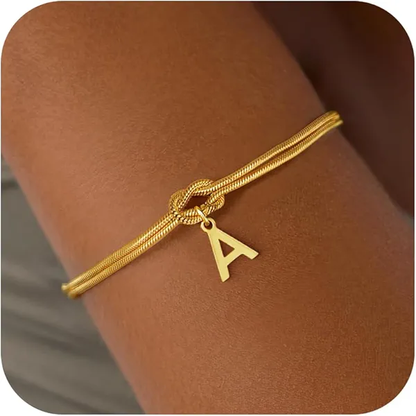 Decholly Initial Bracelets for Women Teen Girl Gifts - Love Knot Initial A Bracelet for 5 6 7 8 9 10 Year Old Girl Gift Dainty Infinity Bracelets for Women Friend Bridesmaid Proposal Gifts