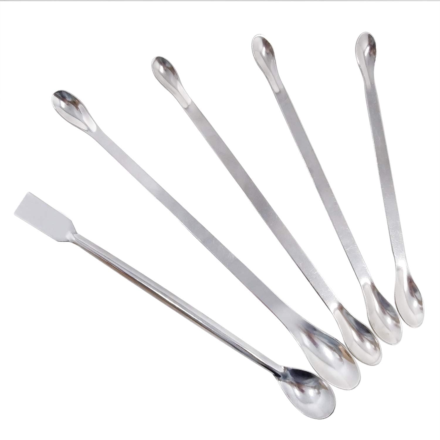 5 PCS En Acier Inoxydable Laboratoire Spoon Lab Scoop Lab Spatules Laboratoire D'échantillonnage Spoon Cuillère À Mélanger Spoon Médical