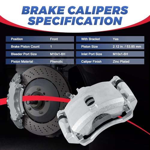 Image of 19B1832 19B1833 Front Disc Brake Calipers Compatible with 1996-2011 Civic | 2PCS Front Driver & Passenger Side Calipers with Bracket, Compatible with 1996-2011 Honda Civic, 1997-2000 Acura EL