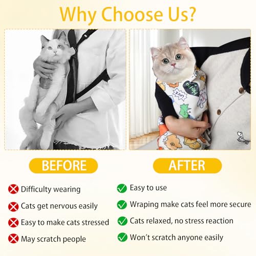 Image of Cat Wrap for Cutting Nails Cat Grooming Wrap Anti Scratch Adjustable Grooming Bag for Cats Nail Clipping Ear Cleaning Teeth Brushing 21 Inch