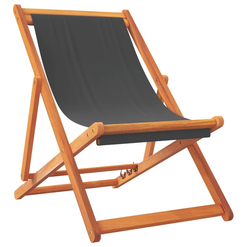 vidaXL Lot de 2 Chaises de Plage Pliables, Sièges de Terrasse, Chaises de Balcon, Meubles de Patio Camping Jardin Extérieur, Gris Tissu