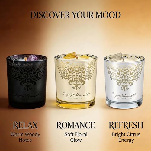 Luxury Soy Candle Gift Set for Women – 3 Pack 7oz Crystal Glass Aromatherapy Candles, 120H Total Burn Time, Soy & Beeswax Blend with Wick Trimmer & Snuffer Lid, Spa & Relaxation Scents - Image 4