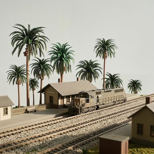 Image of Miniature Palm Trees, 15PCS Scenery Palm Tree Model for Crafts, Coconut Tropical Landscape Model for Diorama Train Railway Layout Landscape Scenery Cake Decorative -16cm, 13cm, 11cm, 8cm, 7cm