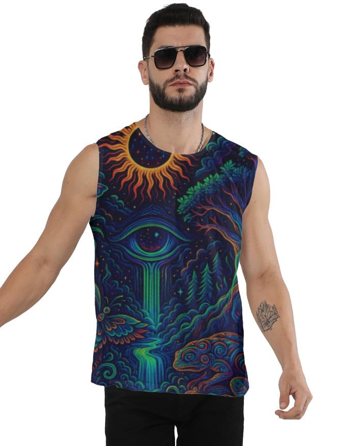 Men's Tank Top | Night Tear Sleeveless Vest | 180 GSM 100% Spun Polyester Regular Fit | Casual-image-1