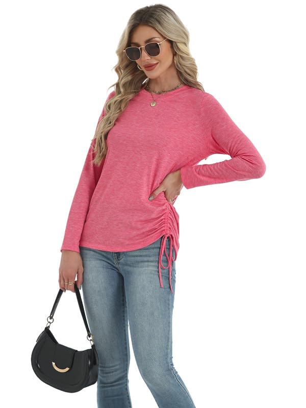 Womens Long Sleeve Shirts Crewneck Tops Loose Fit Stretch Casual Workout Basic Fall T-Shirts 20252