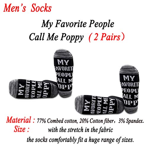 JXGZSO 2 Pairs Father's Day gift Poppy Gift My Favorite People Call Me Poppy Socks Gift Papa Gift Grandpa Gift2