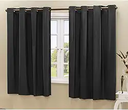 Cortina Blackout Corta Luz 100% Com Película Cinza 2,20m x 1,30m P/Sala/Escritório/Quarto (Preto)