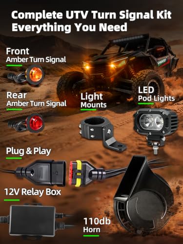 Image of UTV Turn Signal Kit with Horn 4 Inch LED Pod Lights for UTV ATV