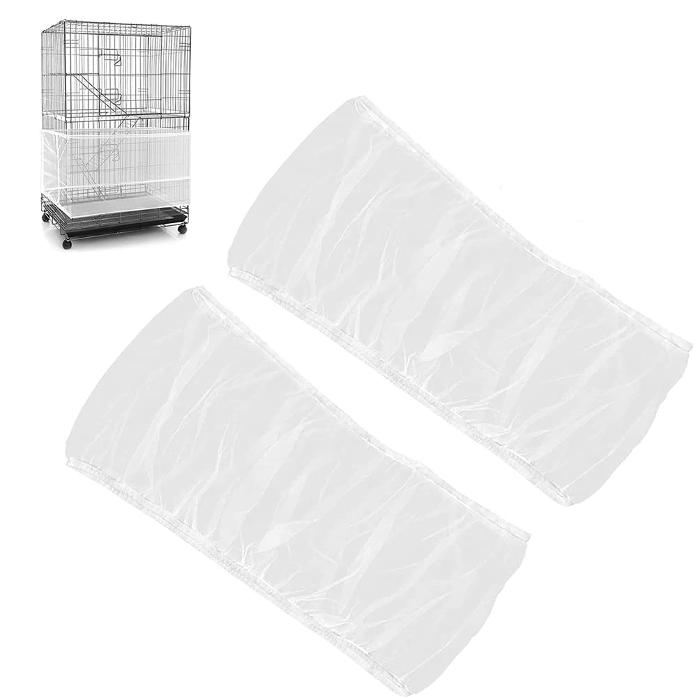 WDDT Bird Cage Net Cover, 2 Pieces Bird Cage Mesh, Stretchy Bird Seed Catcher Birdcage Skirt Nylon Mesh Guard, Birdcatcher Net, Elastic Band For Anti-Skid, Used For Dust Prevention And Decoration