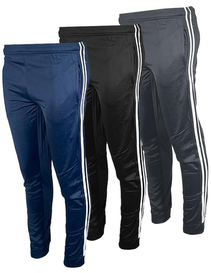 BROOKLYN VERTICAL Boys 3-Pack Tricot Jogger Sweatpants with Pockets | Soft Warm Cozy Size 6-20