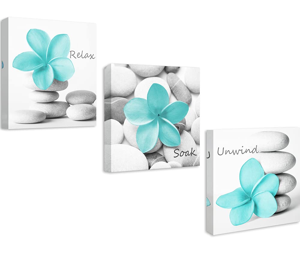 Amazon.com: Genius Décor -Modern Aqua Gray Bathroom Wall Art Decor