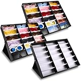 Soaoo 3 Pcs 18 Slot Sunglasses Organizer Storage Holder Eyeglasses Display Case Tray with Stand Fabric Lined Jewelry Storage Box