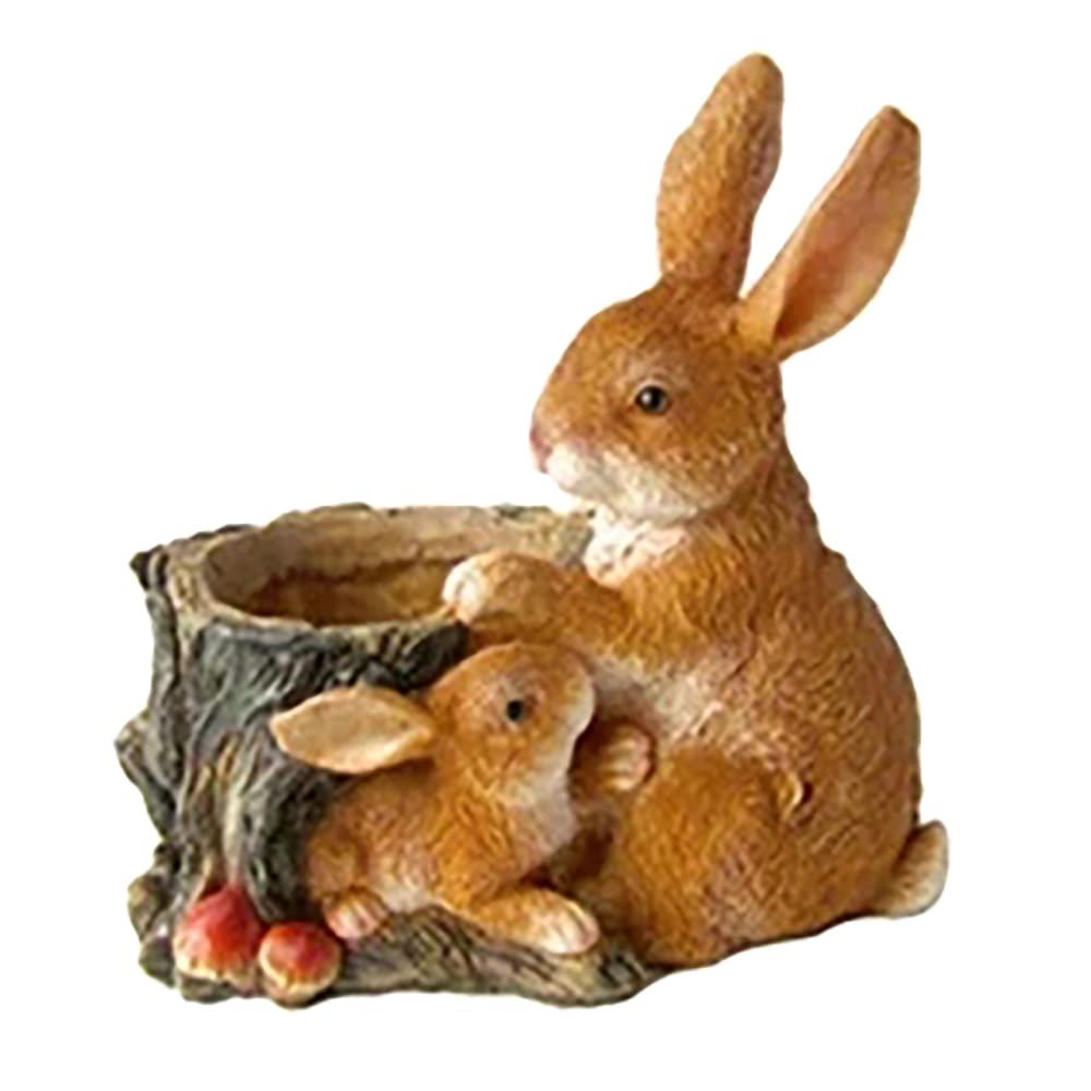 Stuurvnee Simulation Rabbit Resin Flowerpot Rabbit Statues Polyresin Bunny for Decor B