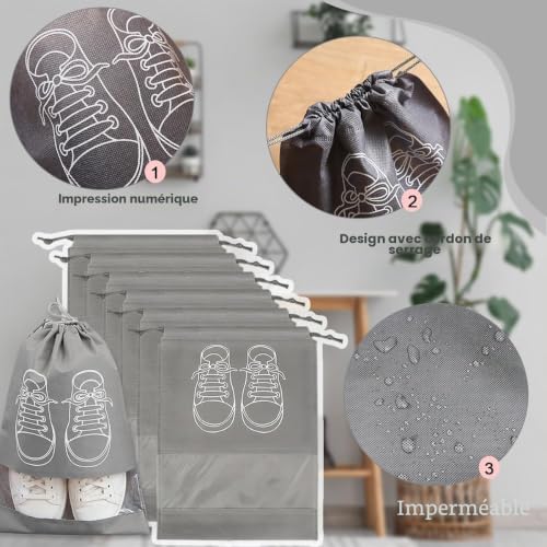 Organisateur De Valise Voyage : 6 Pièce Sac Chaussures,Sac à Chaussures de Voyage,Housses Chaus... – Image 7