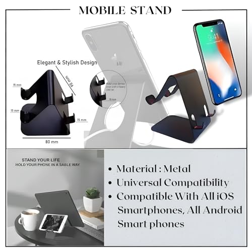 Image of Two Sided Black Metal Mobile Stand (Pack of 2) (2)