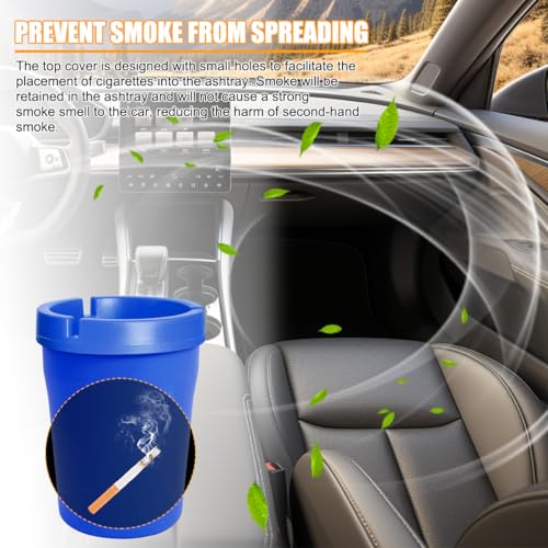 Image of Mandark Car Ashtray, 2PCS Smokeless Self-Extinguishing Vehicle Cigarette Trash Can, Smellproof Portable Automotive Ash Holder Organizer, Universal for Truck Home Office (Blue)