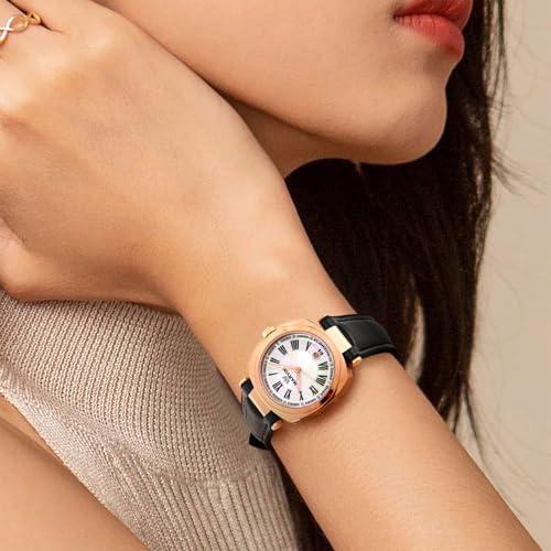 marvin Watches for Women Swiss Women's Wrist Watch with Silicone and Leather Strap,Rose Glod-Tone Stainless Steel Case,Quartz Movement,50M Waterproof2