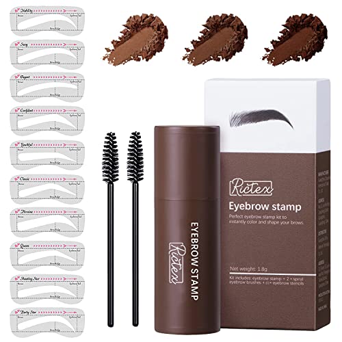 Eyebrow Stamp Stencil Kit, Waterproof Eyebrow Stamp, One Step Eyebrow Stamp Shaping Kit, Long Lasting Eyebrow Makeup Powder Kit for Women (Natural brown)
