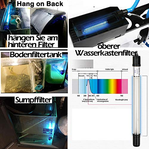 OsAtNb Aquarien UV Licht Wasserklärer Algen klar grün sauber Zuhause UV Sterilisator Lampe Küche UV Sterilisationslampe Hundehütte Bakterien-Killer UV Lampe für Filtertank Teich Schwimmbecken